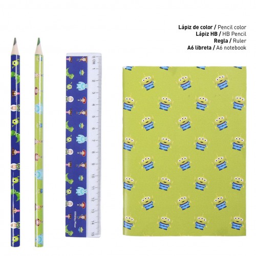 PIXAR - σετ χαρτικών 12 τεμ χρωματιστά μολύβια γόμα κασετίνα σημειωματάριο ξύστρα χάρακας συνδετήρες σελιδοδείκτες