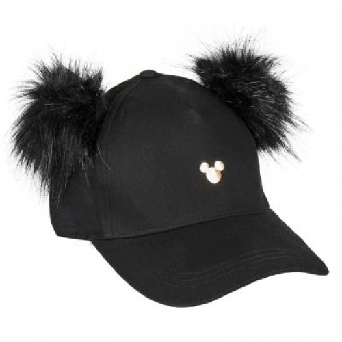 MICKEY Children's Textile Jockey Hat for Girls black with PON PON 56cm