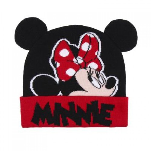 MINNIE Children's Knitted Cap for Girls Red-Black
