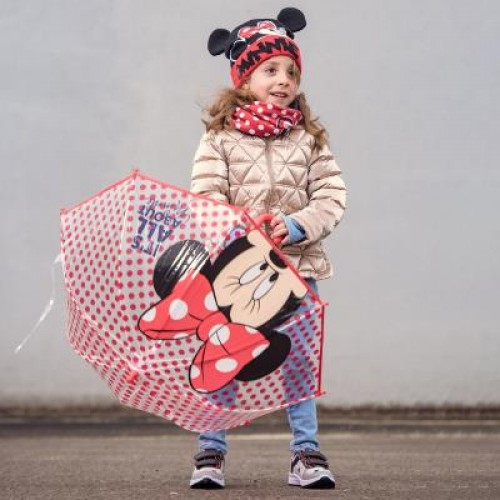 MINNIE Children's Knitted Cap for Girls Red-Black