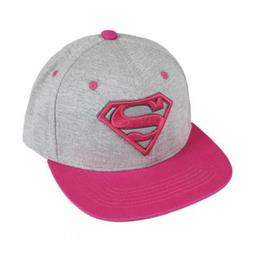 SUPERMAN Καπέλο με επίπεδη κορυφή No 58cm γκρι- ροζ