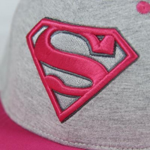 SUPERMAN Καπέλο με επίπεδη κορυφή No 58cm γκρι- ροζ