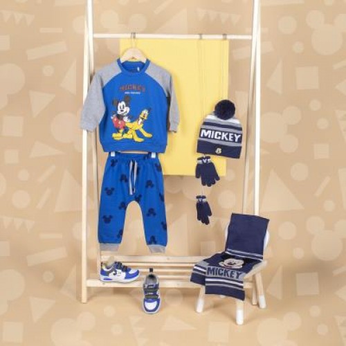 MICKEY Σετ Παιδικό Σκουφάκι με Κασκόλ και Γάντια Πλεκτό για Αγόρι Μπλε (3 pcs)